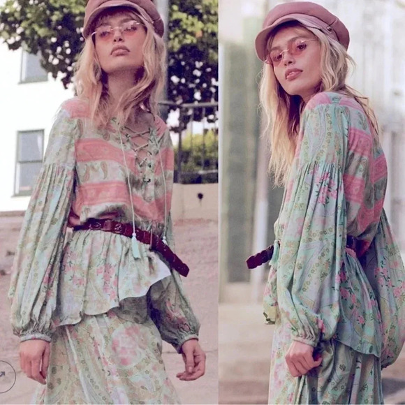 Spell & The Gypsy City Lights Blouse-Sage - Picture 2 of 12